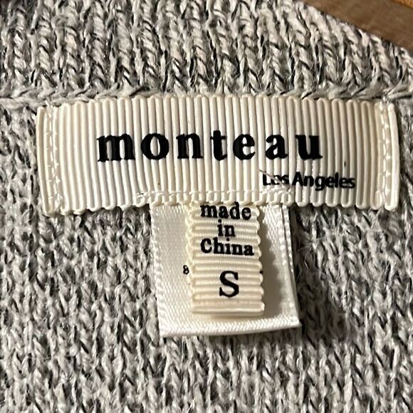 Sweater Vest Woman's Small Monteau Gray Open Front Pockets Knit Collared - Picture 8 of 9